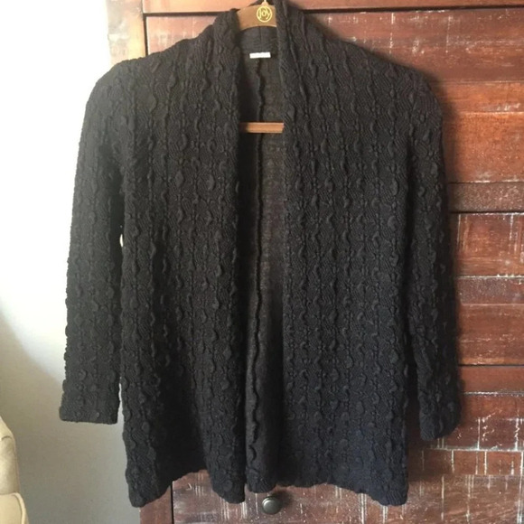 Three Dots Textured Drape Open Cardigan Sweater - Picture 3 of 6